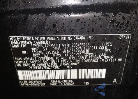 2014 Toyota Rav4 Limited z USA, uszkodzony, nr VIN 2T3DFREV7EW217282